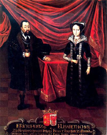  Eric I, Duke of Brunswick-Luneburg, with his second wife, Elizabeth of Brandenburg, around 1530